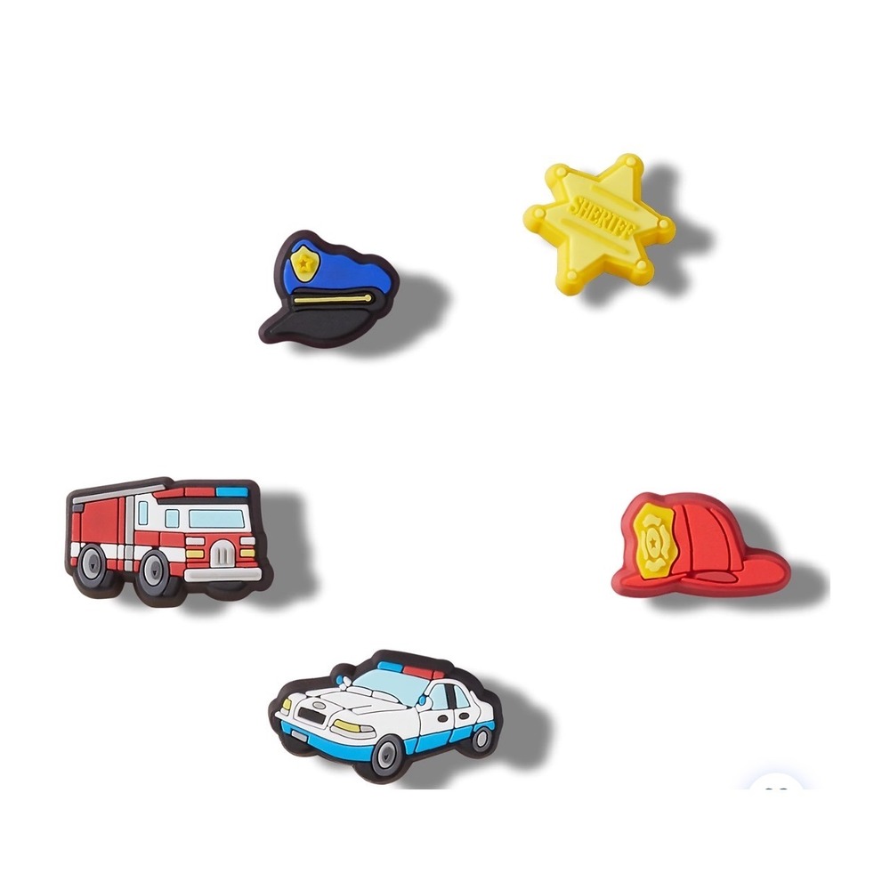 Crocs Jibbitz Tiny Hero First Responder Police Fire Shoe Charm 5-pack NEW NWT